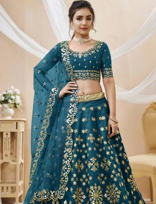 blue art silk embroidered traditional lehenga choli 4