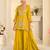 Yellow silk blend with hand work with real mirror kurta palazzo with dupatta