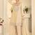 Cream silk blend with hand work with real mirror kurta palazzo with dupatta
