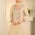 Cream silk blend with hand work with real mirror kurta palazzo with dupatta