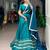 teal silk blend embroidered traditional lehenga choli with free size upto 42