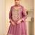 Mauve silk blend with hand work with real mirror kurta palazzo with dupatta