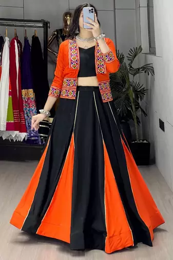 multicolor rayon plain traditional lehenga choli with free size upto 42
