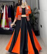 multicolor rayon plain traditional lehenga choli with free size upto 42