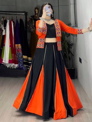 multicolor rayon plain traditional lehenga choli with free size upto 42 3