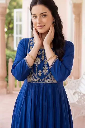 Women Ethnic Motifs Embroidered Empire Thread Work Kurta with Trousers & With Dupatta