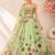 green organza printed traditional lehenga choli with free size upto 42