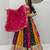 multicolor silk blend embroidered traditional lehenga choli with free size upto 42