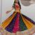 multicolor silk blend embroidered traditional lehenga choli with free size upto 42