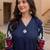 Women Embroidered Pleated Thread Work Cotton Kurta with Trousers