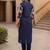 Women Embroidered Pleated Thread Work Cotton Kurta with Trousers
