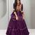 purple cotton silk embroidered traditional lehenga choli with free size upto 42