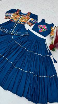 purple cotton silk embroidered traditional lehenga choli with free size upto 42 4