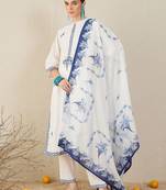Floral Embroidered Thread Work Cotton Straight Kurta & Trouser With Dupatta