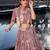 mauve silk blend printed traditional lehenga choli with free size upto 42