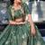 green silk blend printed traditional lehenga choli with free size upto 42