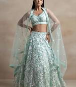 sea green net embroidered traditional lehenga choli