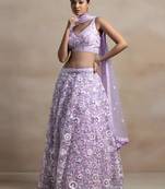 lavender net embroidered traditional lehenga choli