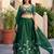 green silk blend embroidered traditional lehenga choli