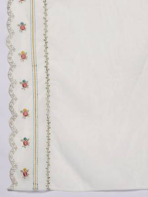 Women Floral Embroidered Thread Work Cotton Kurta with Trousers & With Dupatta 4