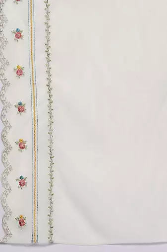 Women Floral Embroidered Thread Work Cotton Kurta with Trousers & With Dupatta