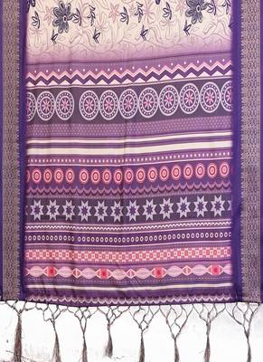 purple color digital print work cotton blend saree 4