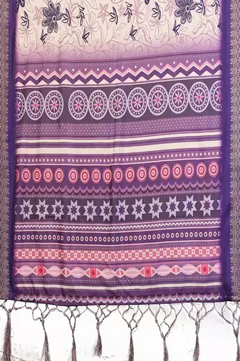 purple color digital print work cotton blend saree