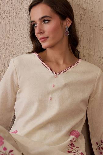 Embroidered Straight Kurta Palazzos Set