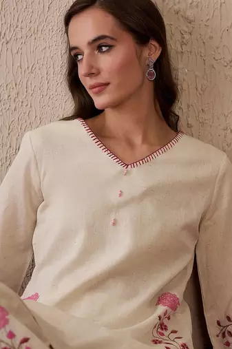 Embroidered Straight Kurta Palazzos Set
