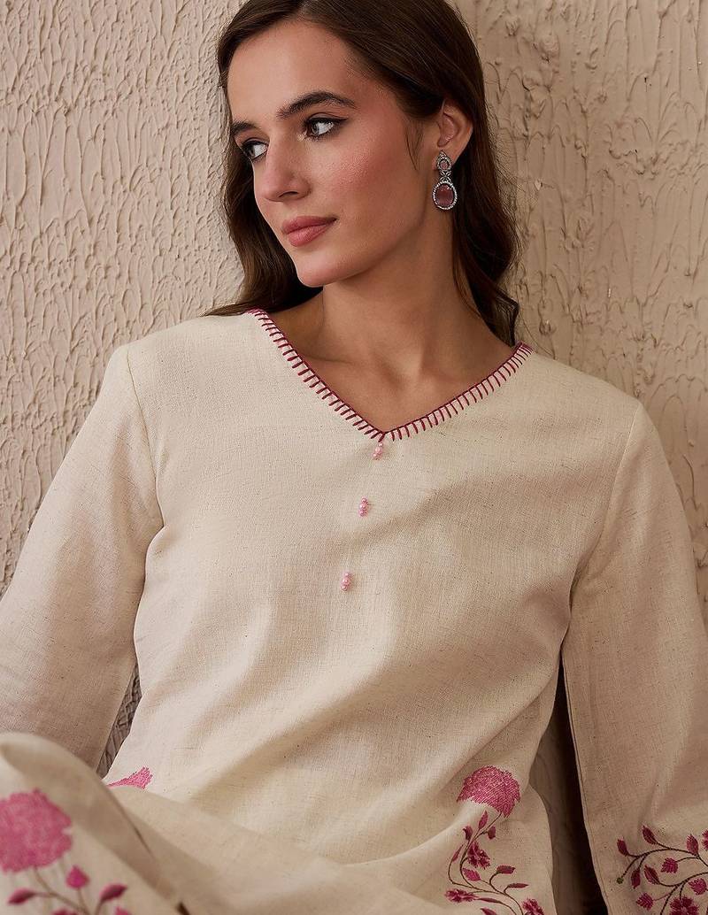 Embroidered Straight Kurta Palazzos Set