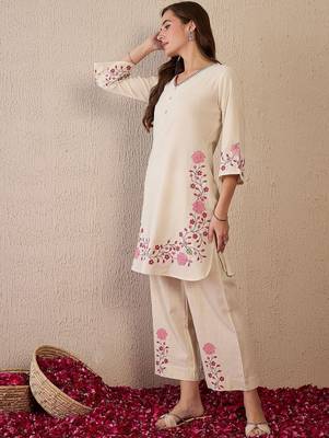 Embroidered Straight Kurta Palazzos Set 3