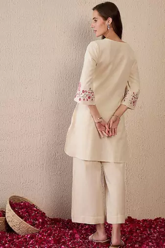 Embroidered Straight Kurta Palazzos Set