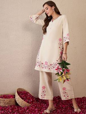 Embroidered Straight Kurta Palazzos Set 5