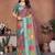 rama color digital print work cotton blend saree