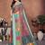 rama color digital print work cotton blend saree