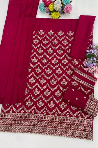 Rani-pink silk blend embroidered palazzo set