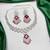 ruby red cubic zirconia bridal jewellery set, silver chandelier earrings necklace