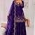 Purple satin embroidered sharara set