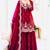 Red satin embroidered sharara set