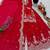 Red satin embroidered sharara set