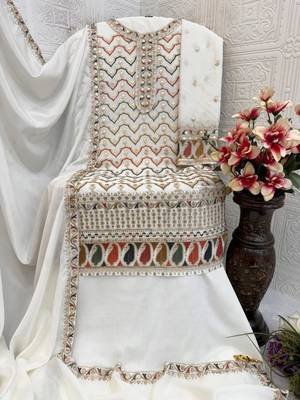 White silk blend embroidered palazzo set 2