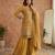 Dark-yellow silk blend embroidered palazzo set