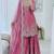 Pink satin embroidered sharara set