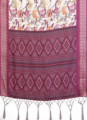 wine color digital print work cotton blend saree 5