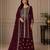 Maroon faux georgette embroidered palazzo set