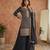 Black silk blend embroidered palazzo set