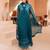 Teal-green georgette embroidered kurta set