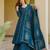 Teal-blue silk blend plain palazzo set