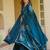 Teal-blue silk blend plain palazzo set
