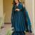Teal-blue silk blend plain palazzo set